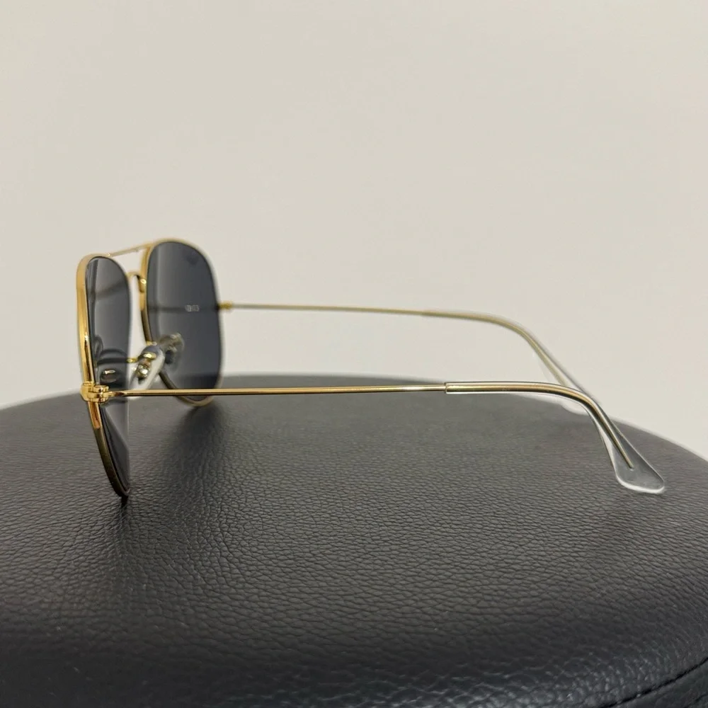Unisex Ray-Ban Black and Gold Aviator Sunglasses - Picture 4 of 6